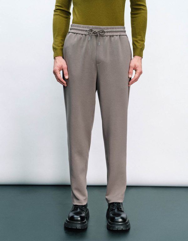 Drawstring Waist Knitted Straight Pants - Image 10