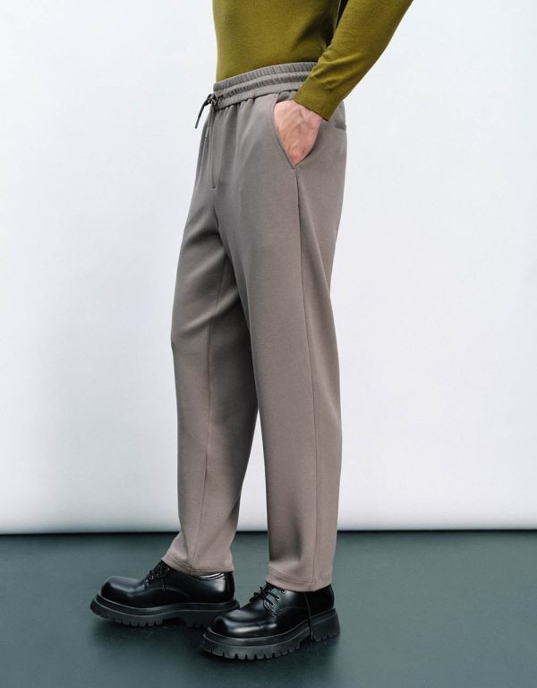 Drawstring Waist Knitted Straight Pants - Image 12