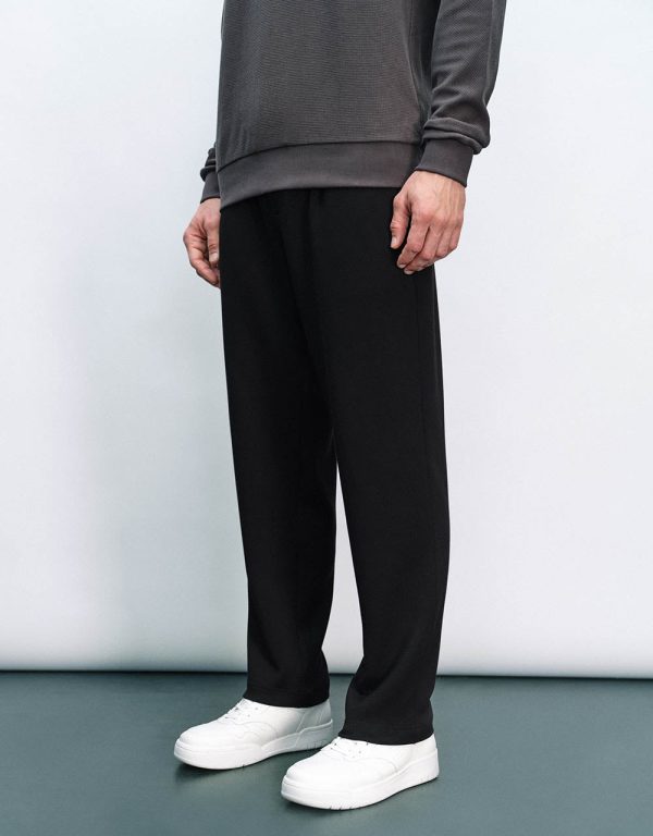Drawstring Waist Knitted Straight Pants - Image 4