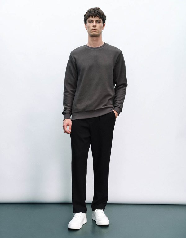 Drawstring Waist Knitted Straight Pants - Image 8