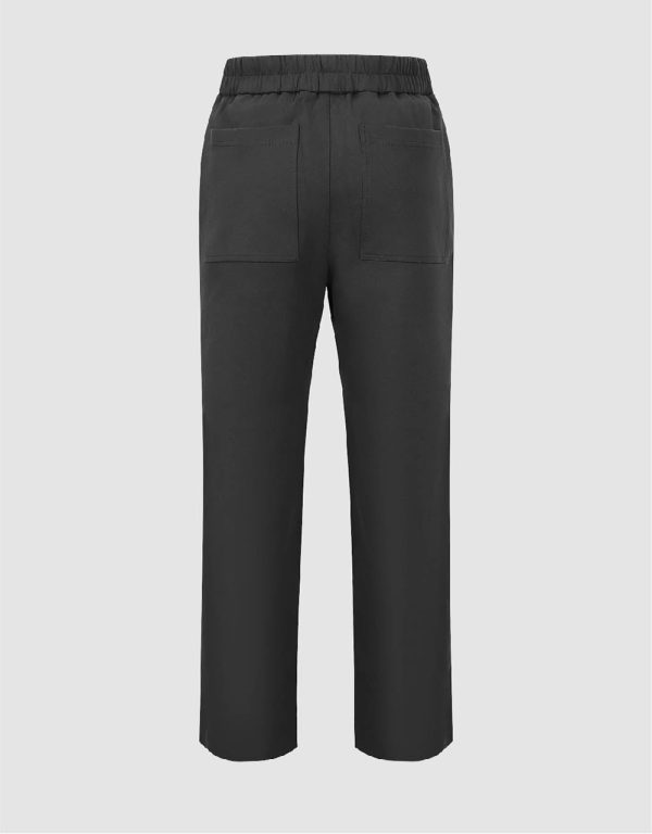Elastic Waist Knitted Straight Pants - Image 3
