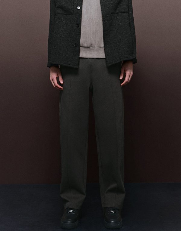 Elastic Waist Knitted Straight Pants - Image 2