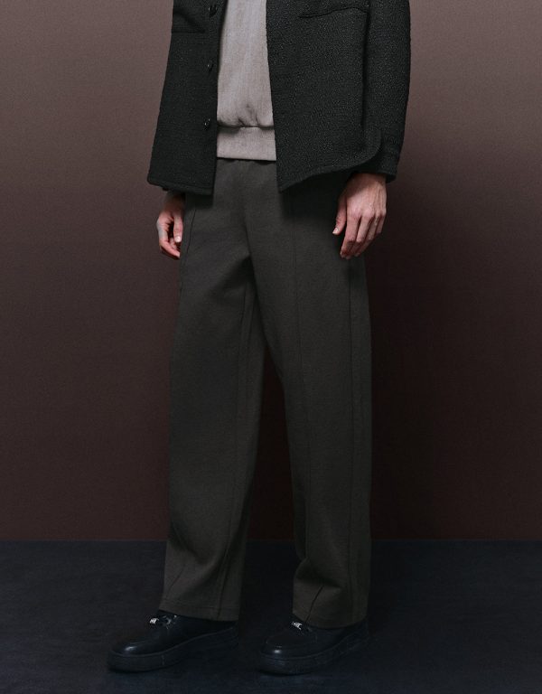 Elastic Waist Knitted Straight Pants - Image 4