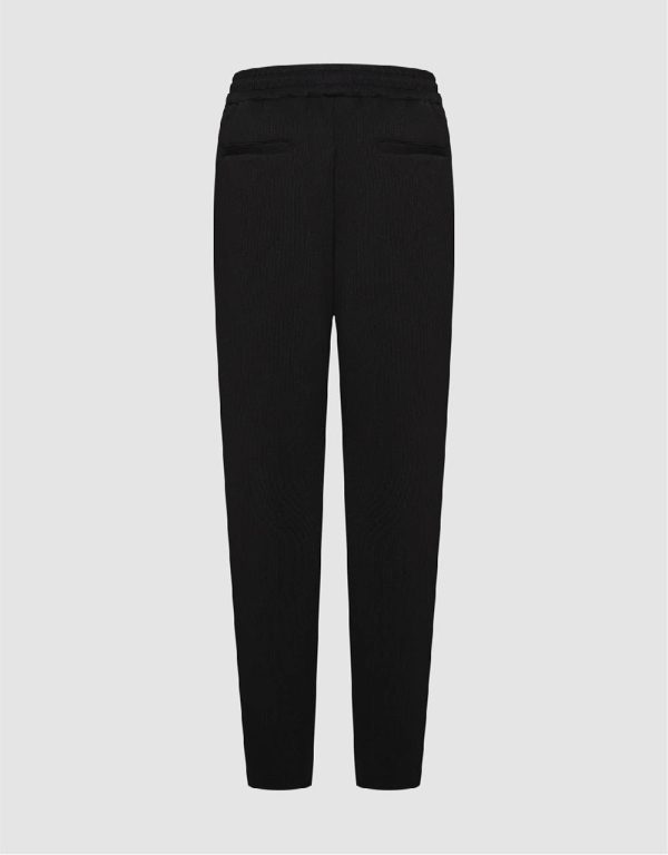 Drawstring Waist Knitted Carrot Fit Pants - Image 3
