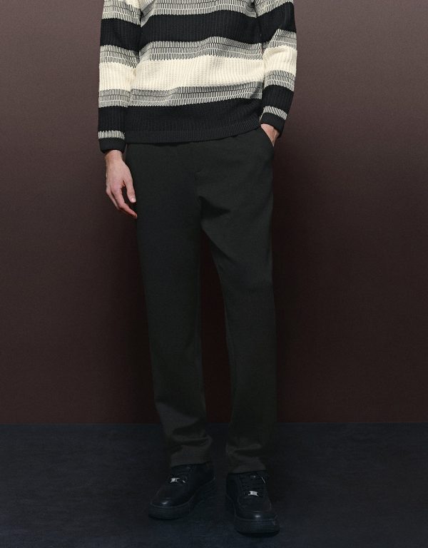 Drawstring Waist Knitted Carrot Fit Pants - Image 2
