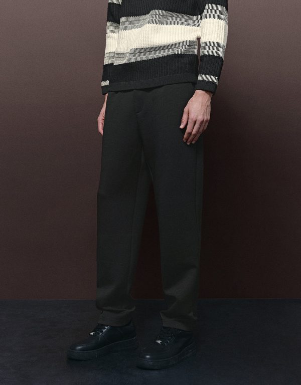 Drawstring Waist Knitted Carrot Fit Pants - Image 4
