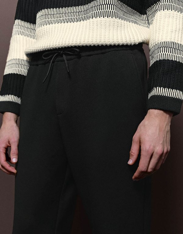 Drawstring Waist Knitted Carrot Fit Pants - Image 5