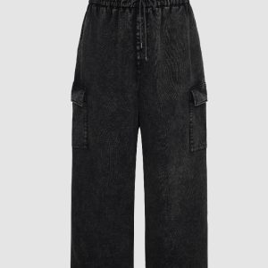 Drawstring Waist Knitted Straight Pants