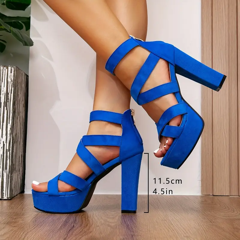 European-Inspired Roman Sandals - Thick Platform Ultra-High Heel - Image 2