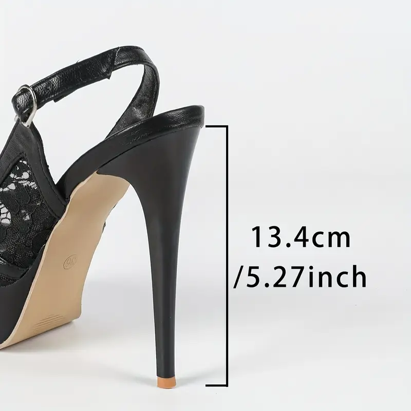 Elegant Black Stiletto Heel Platform Sandals - Image 3