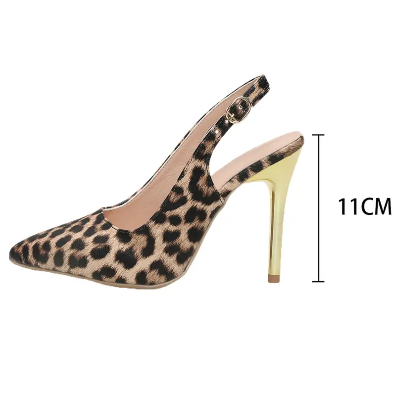 Leopard Print Stiletto Sandals - Sexy Pointed Toe High Heels with Ankle Strap - Image 3